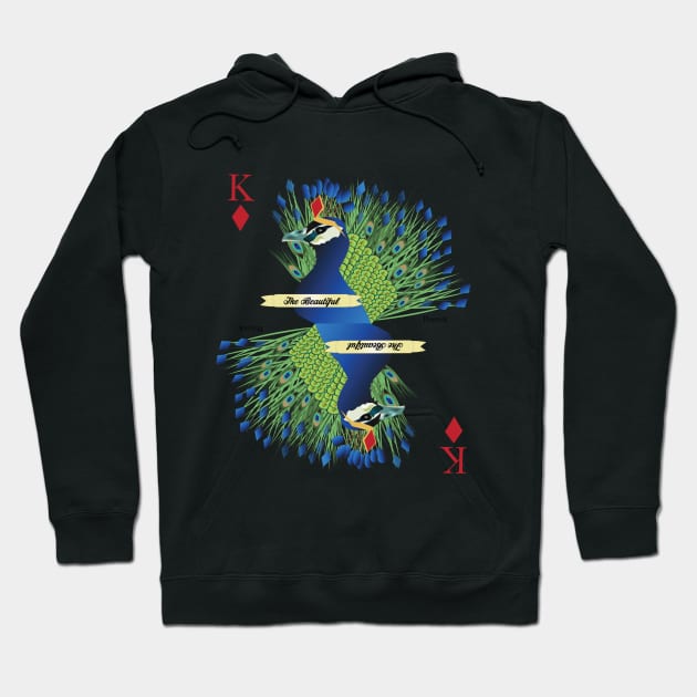 Peacock King of Diamonds Hoodie by Deborah Goschy